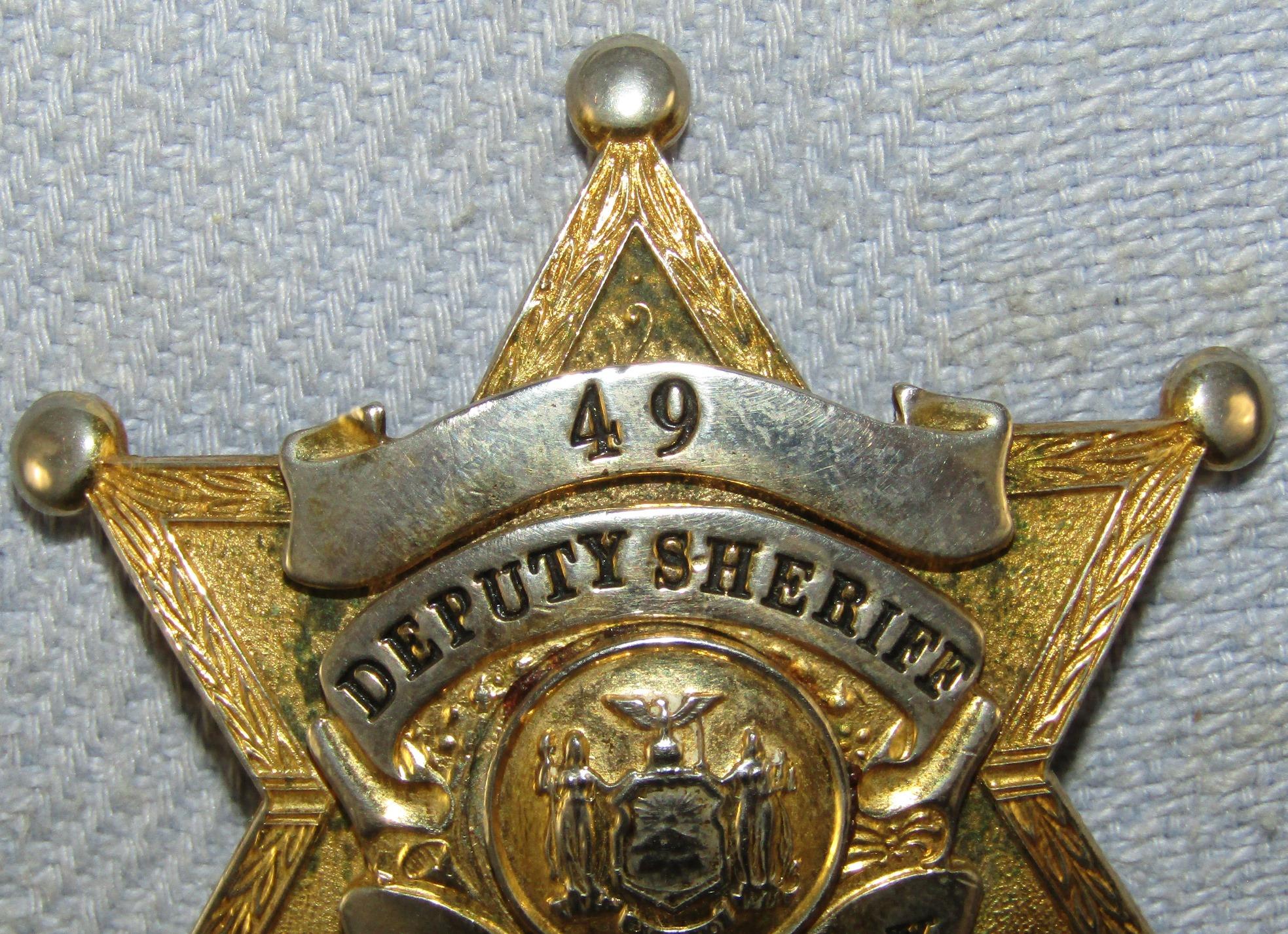 Scarce & Obsolete Vintage Erie County, NY Deputy Sheriff Numbered Badge