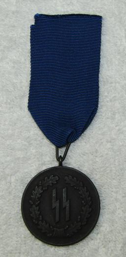 Scarce Waffen SS 4 Year Service Medal With Ribbon