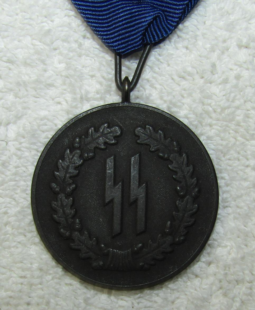 Scarce Waffen SS 4 Year Service Medal With Ribbon