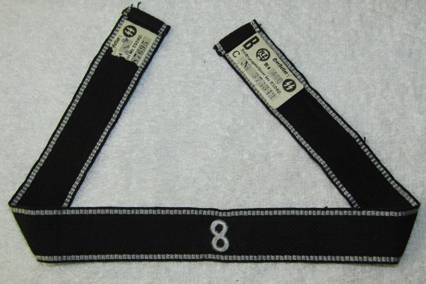 Allgemeine SS RZM Embroidered Officer's Cuff Title For "Standarte 8"