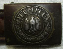 Steel Wehrmacht Belt Buckle W/Tab-Remnants Of Tropical Finish-1941 Dated