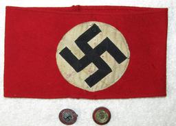 3pcs-Multi Piece NSDAP Wool Armband-Painted Version NSDAP Member Pin-Political Visor Cockade