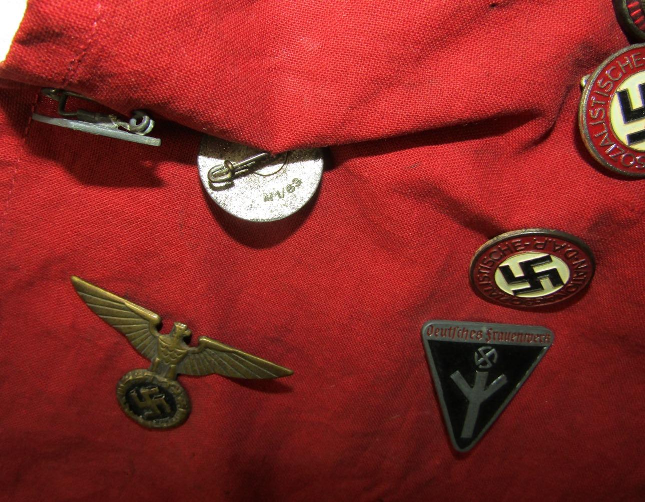 Ww2 Vet Bringback-Small NSDAP Banner With Vet Applied Insignia