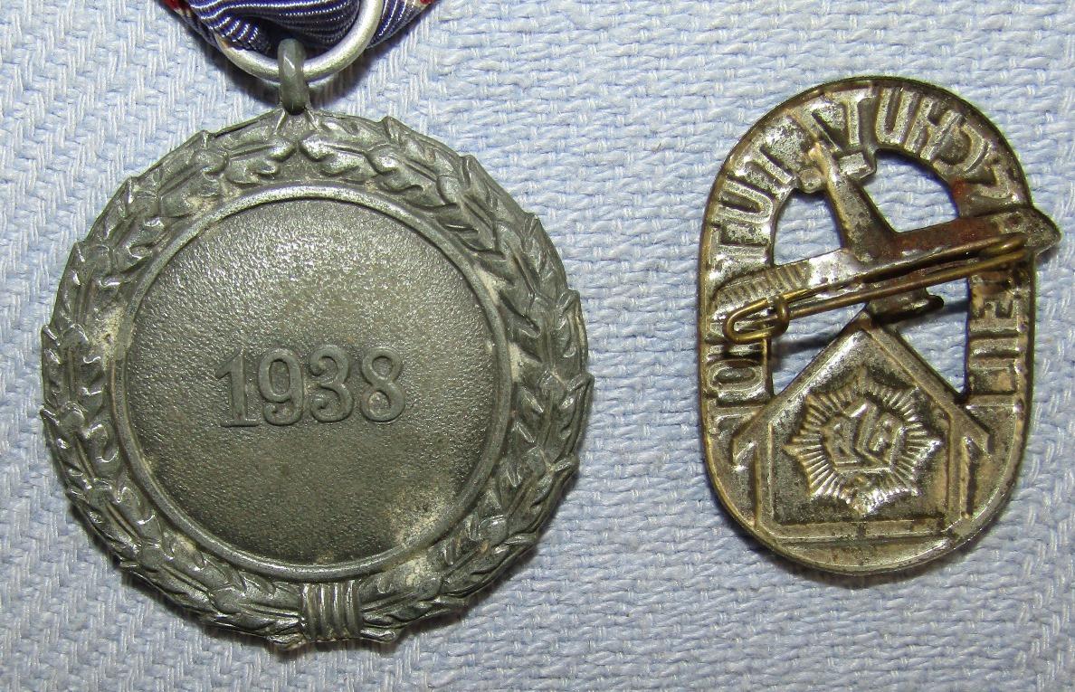 2pcs-Luftschutz Service Medal W/Ribbon-Luftschutz/RLB Pin