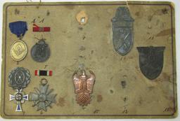 WW2 German Medal Board By Deumer-Fritz Todt Badge-Narvik/Krim Shields Etc.