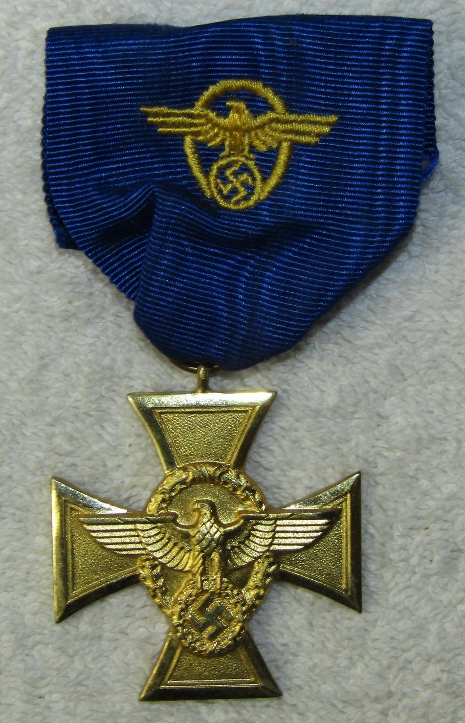 25yr Nazi Police Long Service Medal With Ribbon