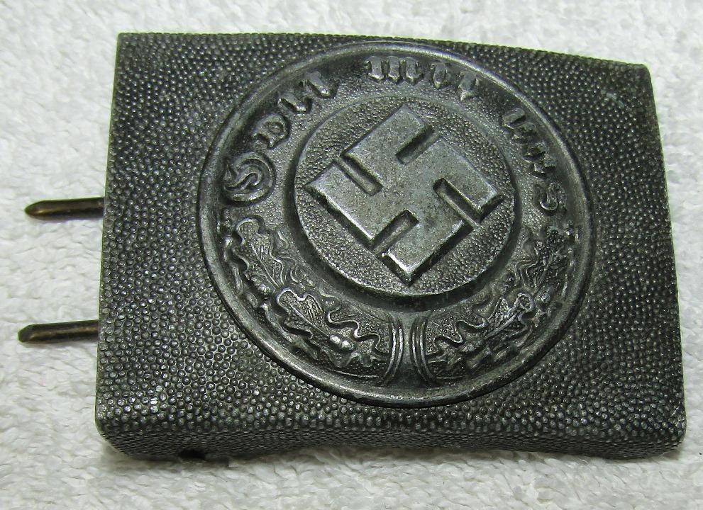 Nazi Police 2 Piece Pebbled Aluminum Belt Buckle For Enlisted