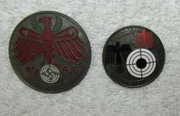 2pcs-Marksman Award Badges-Tyrol Pistol Badge Dated 1944-41/42 Dated W.H.W. Badge