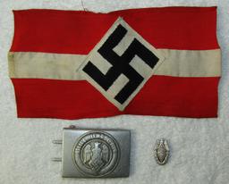 3pcs-Hitler Youth Armband-Belt Buckle-1937 HJ Rally Badge