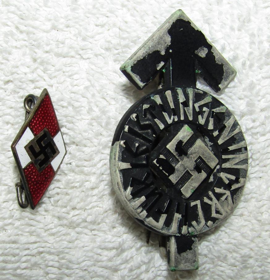 3pcs-Hitler Youth Member Pin-District Patch W/RZM Tag-Numbered Proficieny Badge