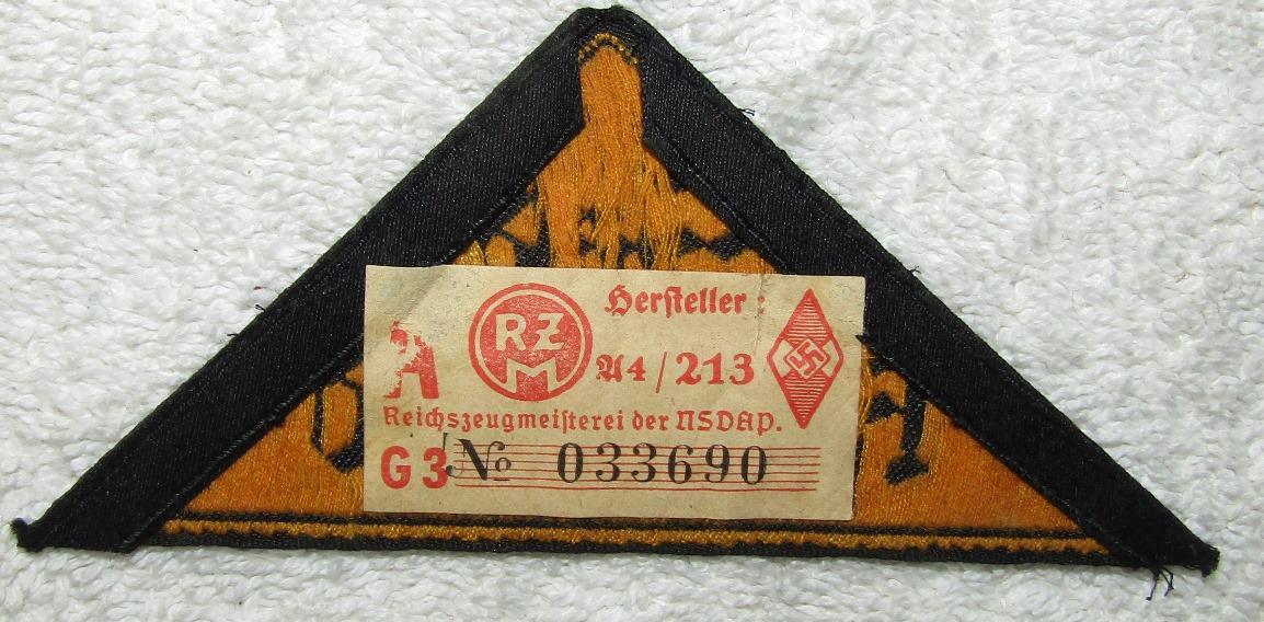 3pcs-Hitler Youth Member Pin-District Patch W/RZM Tag-Numbered Proficieny Badge