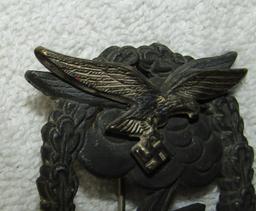 Luftwaffe Ground Assault Badge-Scarce Maker Of J.E.Hammer & Sohne