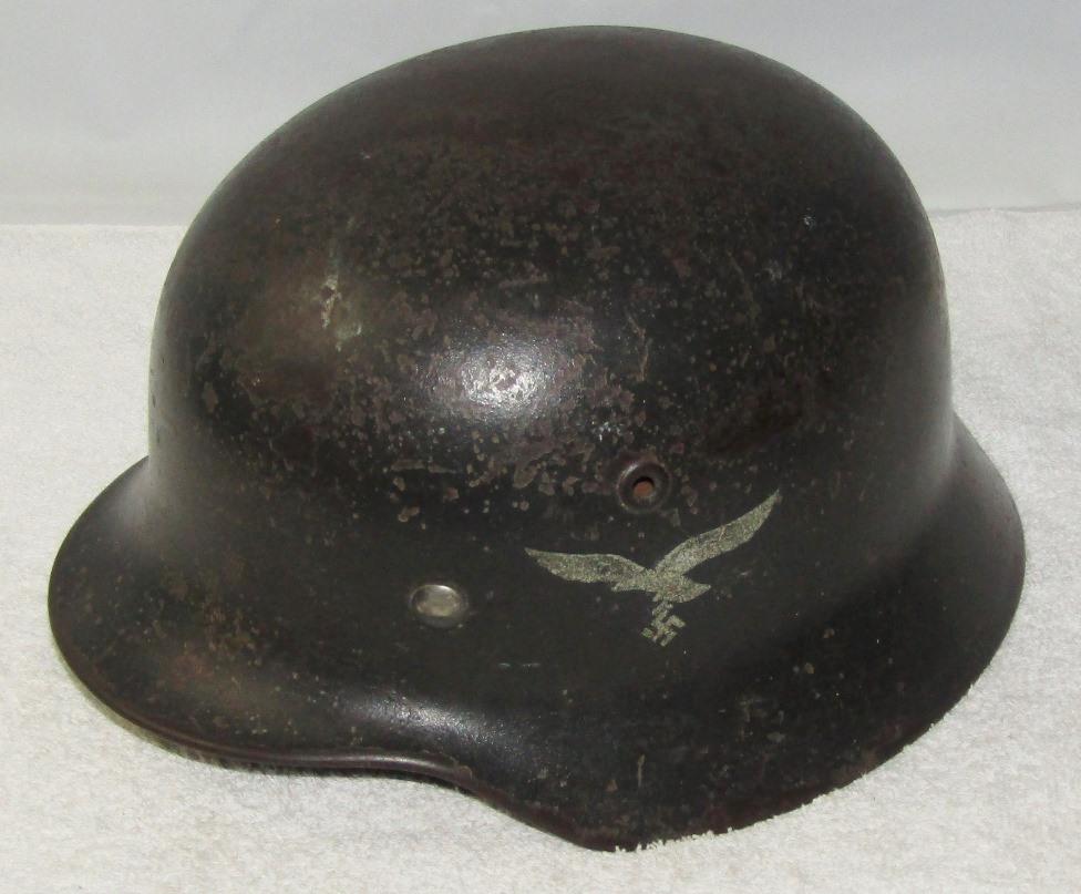 M40 Luftwaffe Single Decal Helmet W/Liner-Late War Reissue W/Rare Subdued Decal?