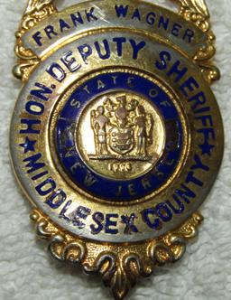 1940-50's Vintage "MIDDLESEX COUNTY, NJ. HON. DEPUTY SHERIFF" Badge-Named-Wagner