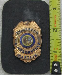 Ca. 1950-60's "SIMPSONVILLE, S.C. POLICE CAPTAIN" Pocket Clip Badge-Named-THACKSTON