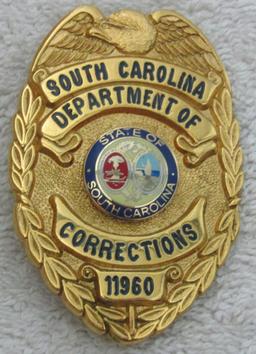 Ca. 1960's "SOUTH CAROLINA DEPT. OF CORRECTIONS" Gold Badge-Numbered