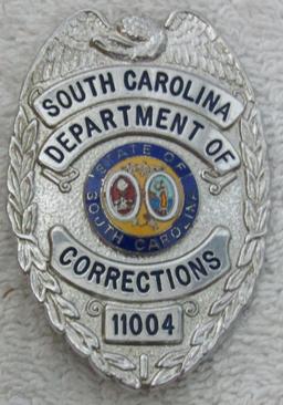 Ca. 1960's "SOUTH CAROLINA DEPT. OF CORRECTIONS" Silver Badge-Numbered