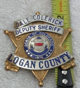 1950-60's Vintage  "LOGAN COUNTY COLORADO DEPUTY SHERIFF" 6 Point Star Badge-Named