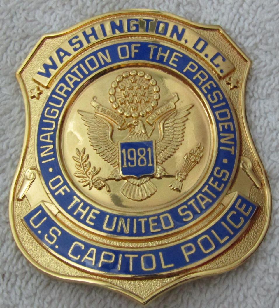 Scarce 1981 REAGAN Presidential Inauguration "WASHINGTON DC CAPITOL POLICE" Badge