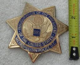 Scarce 1985 REAGAN Presidential Inauguration "D.C. METROPOLITAN POLICE" 7 point Star Badge-Numbered