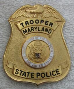 Scarce 1997 CLINTON Presidential Inauguration "MARYLAND STATE POLICE TROOPER" Badge-Numbered