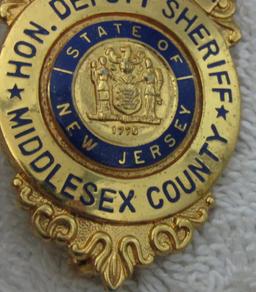 1940-50's Vintage "MIDDLESEX COUNTY, NJ. HON. DEPUTY SHERIFF" Badge-Named-Perlman