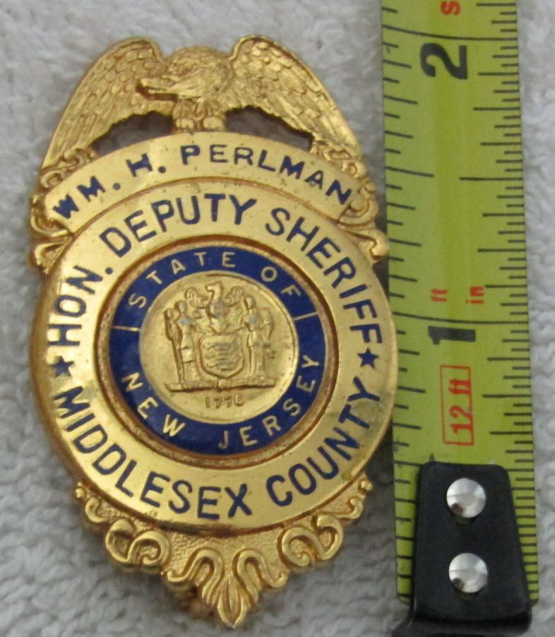 1940-50's Vintage "MIDDLESEX COUNTY, NJ. HON. DEPUTY SHERIFF" Badge-Named-Perlman