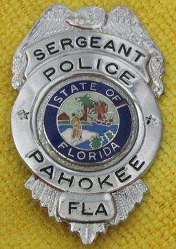 Ca. 1950-60's "PAHOKEE, FL. POLICE SERGEANT" Badge