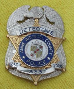 Ca. 2000 "ANNE ARUNDEL COUNTY, MARYLAND DETECTIVE" Badge-Numbered