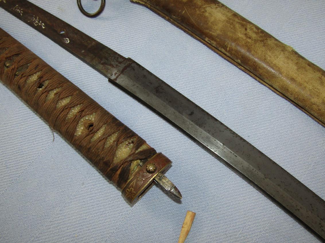 U.S. Vet Estate  Hand Forged Japanese Samurai/katana Sword-"Kanemichi Saku" W/Capture Photo?