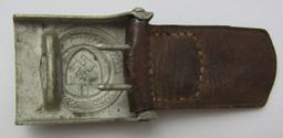 WW2 German RAD Belt Buckle With Leather Tab For EM-Hermann Aurich-1937 Dated