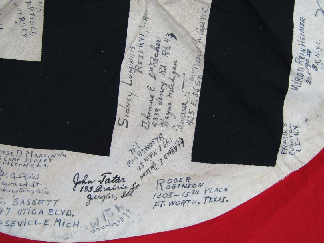 Rare WW2 U.S. 774th Tank Battalion Captured NSDAP Flag With Soldier Signatures