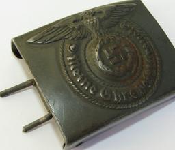 Original WW2 Period Waffen SS Belt Buckle For EM with Rare OD Paint Combat Finish By RODO