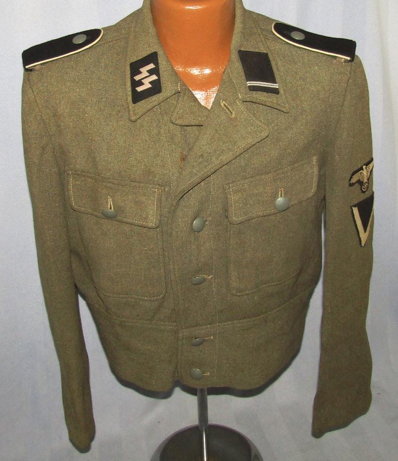 Rare  M44 Waffen SS Short Waist German Combat Uniform Jacket Tunic W/EM Insignia For Sturmmann