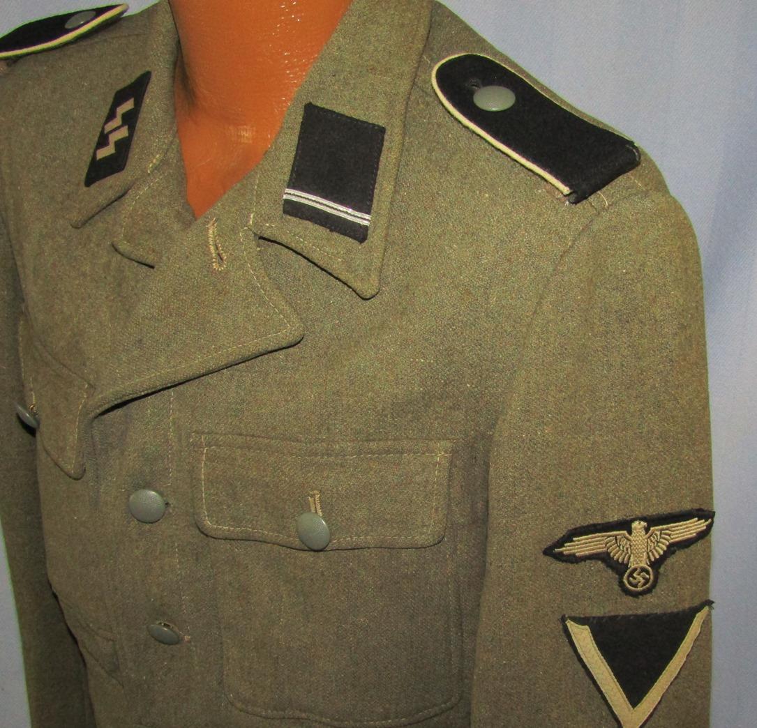 Rare  M44 Waffen SS Short Waist German Combat Uniform Jacket Tunic W/EM Insignia For Sturmmann