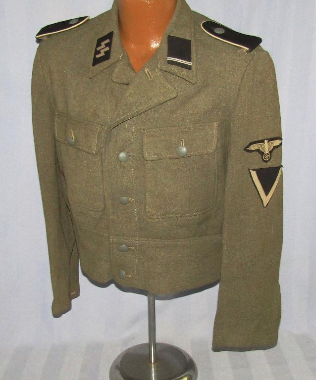 Rare  M44 Waffen SS Short Waist German Combat Uniform Jacket Tunic W/EM Insignia For Sturmmann