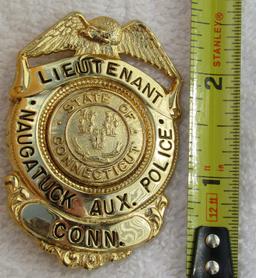 1960-70's State Of Connecticut,  Naugatuck Aux. Police Lieutenant's Badge