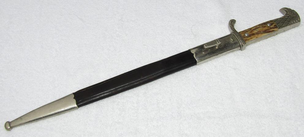 Long Model Stag Grip Police "Bayonet" With Scabbard-Eickhorn-Matching Unit Numbers