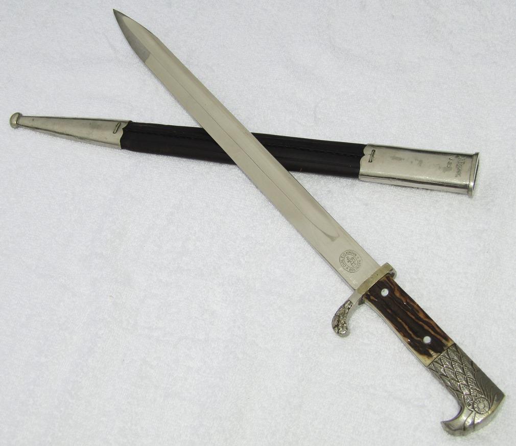 Long Model Stag Grip Police "Bayonet" With Scabbard-Eickhorn-Matching Unit Numbers