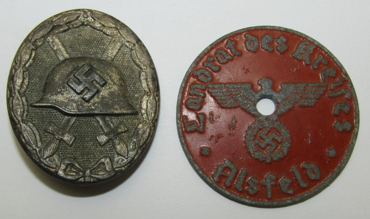 2pcs-WW2 German Silver Wound Badge-Vehicle ID Disc
