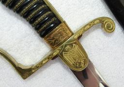 WW2 Period Wehrmacht Officer's "Dove Head" Dress Sword W/Hand Engraved Ornamentation-ALCOSO