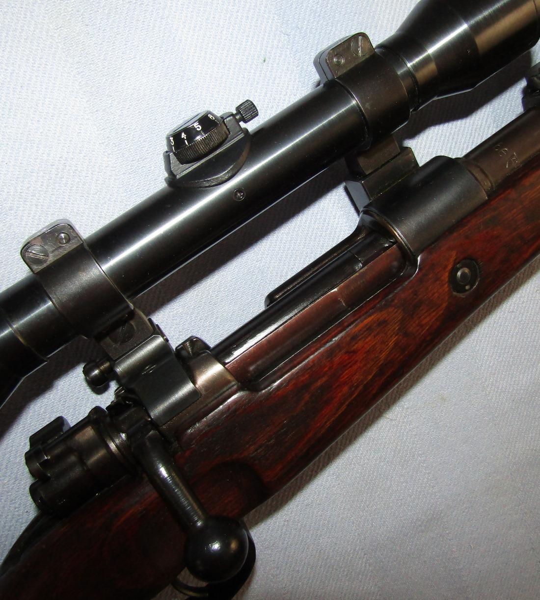 Late War K98 Bolt Action 8mm Rifle By BNZ. With Sniper Scope/Leather Sling