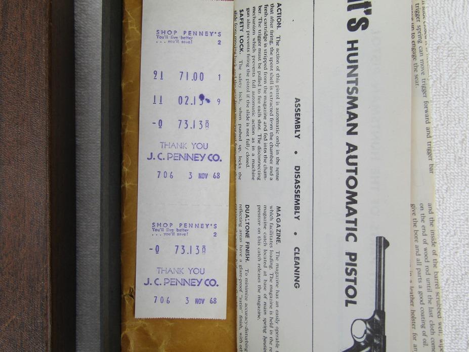 Rare Colt Huntsman .22 cal. Long Pistol With Original Box/Purchase Receipt