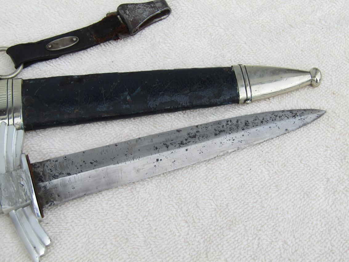 DLV/NSFK Glider Pilot Dagger With Scabbard/Hanger-"De-Nazified"