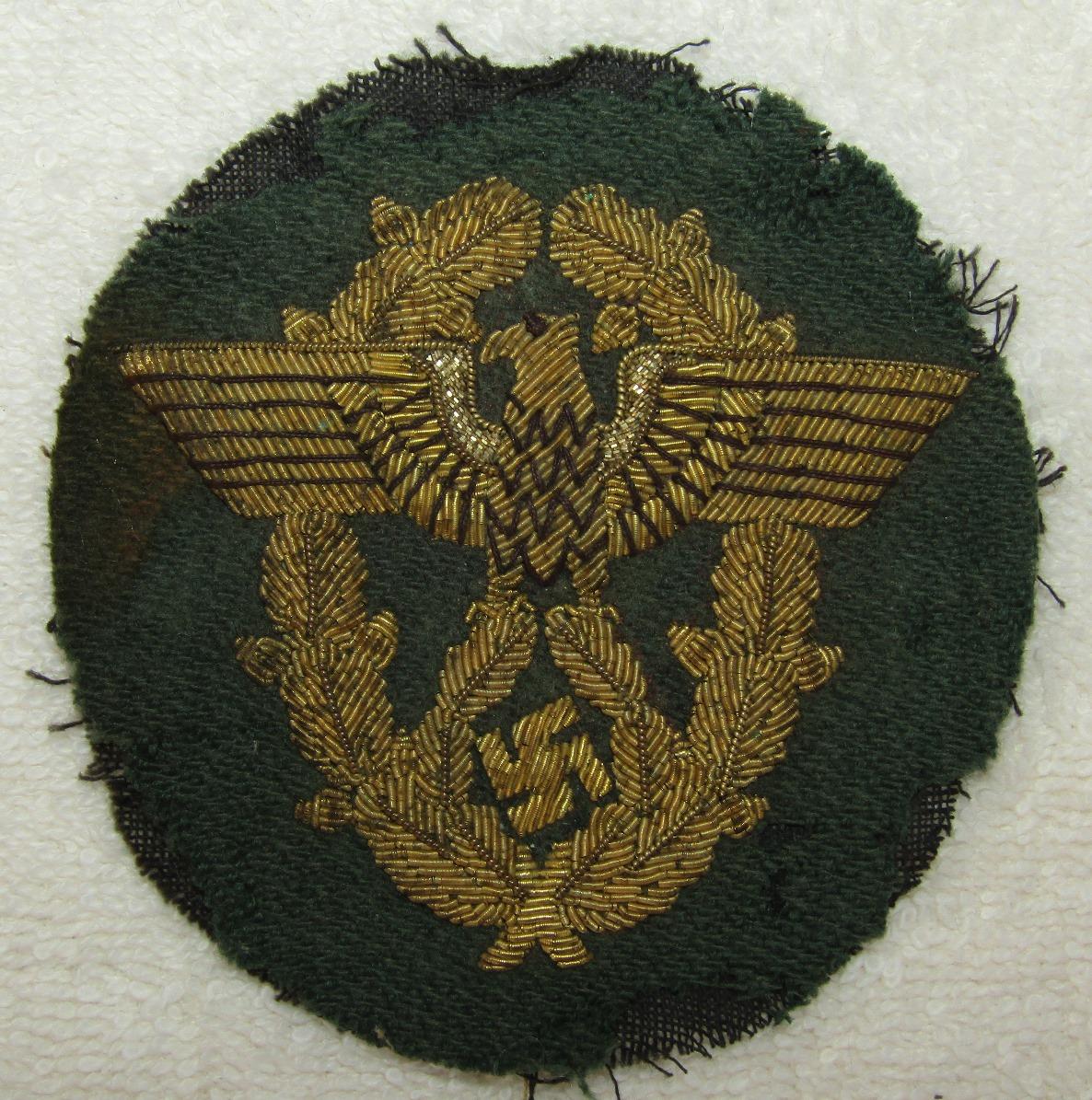 Rare WW2 Period Nazi Police General's Gold Bullion Sleeve Eagle