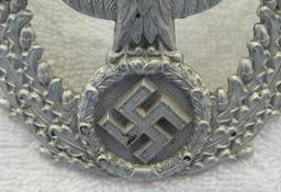 Nazi Police Shako Eagle Front Plate Device-B & N Maker Marked