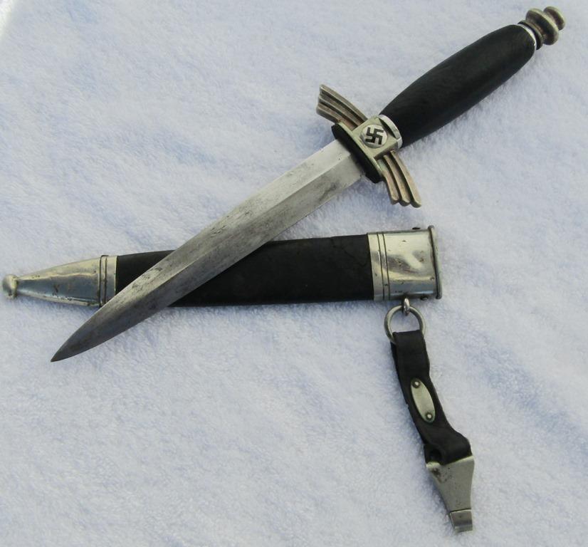 DLV/NSFK Dagger For Enlisted With Scabbard/Hanger-"GEBR. HELLER" Maker Marked