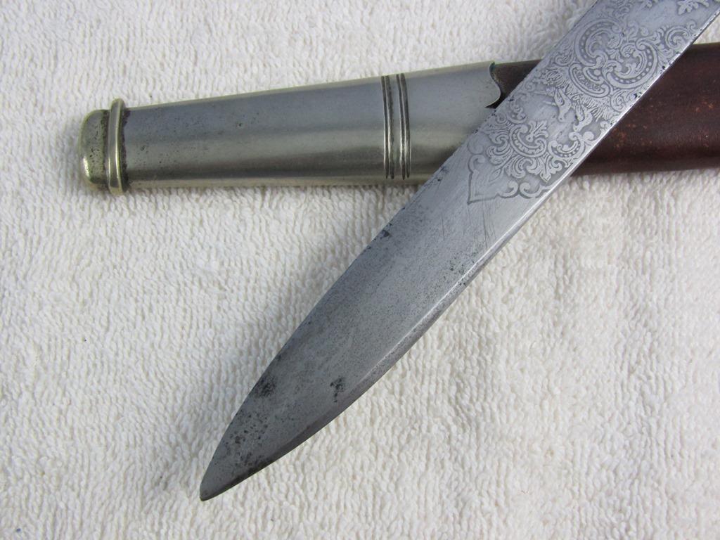 Early WW2 Deutsche Jägerschaft Hirschfanger/Cutlass W/Clamshell Guard-Engraved Blade-CLEMEN & JUNG