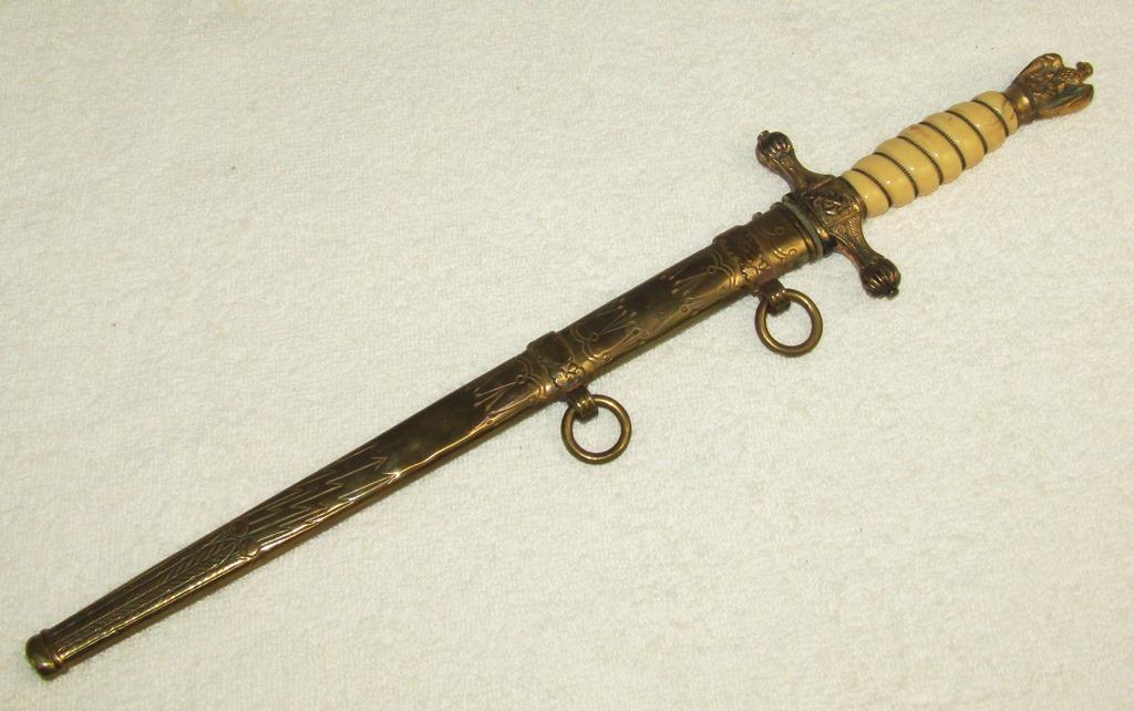 Kreigsmarine Officer's Dagger With "Lightning Bolt" Scabbard-Engraved Blade-Eickhorn