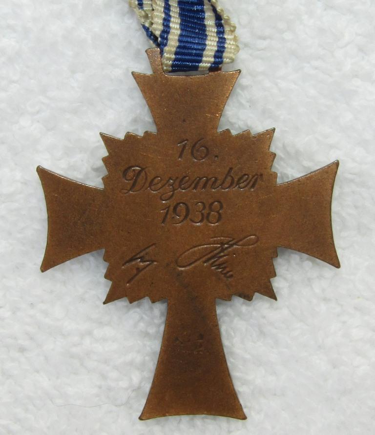 German Mothers Cross In Bronze With Full Length Ribbon